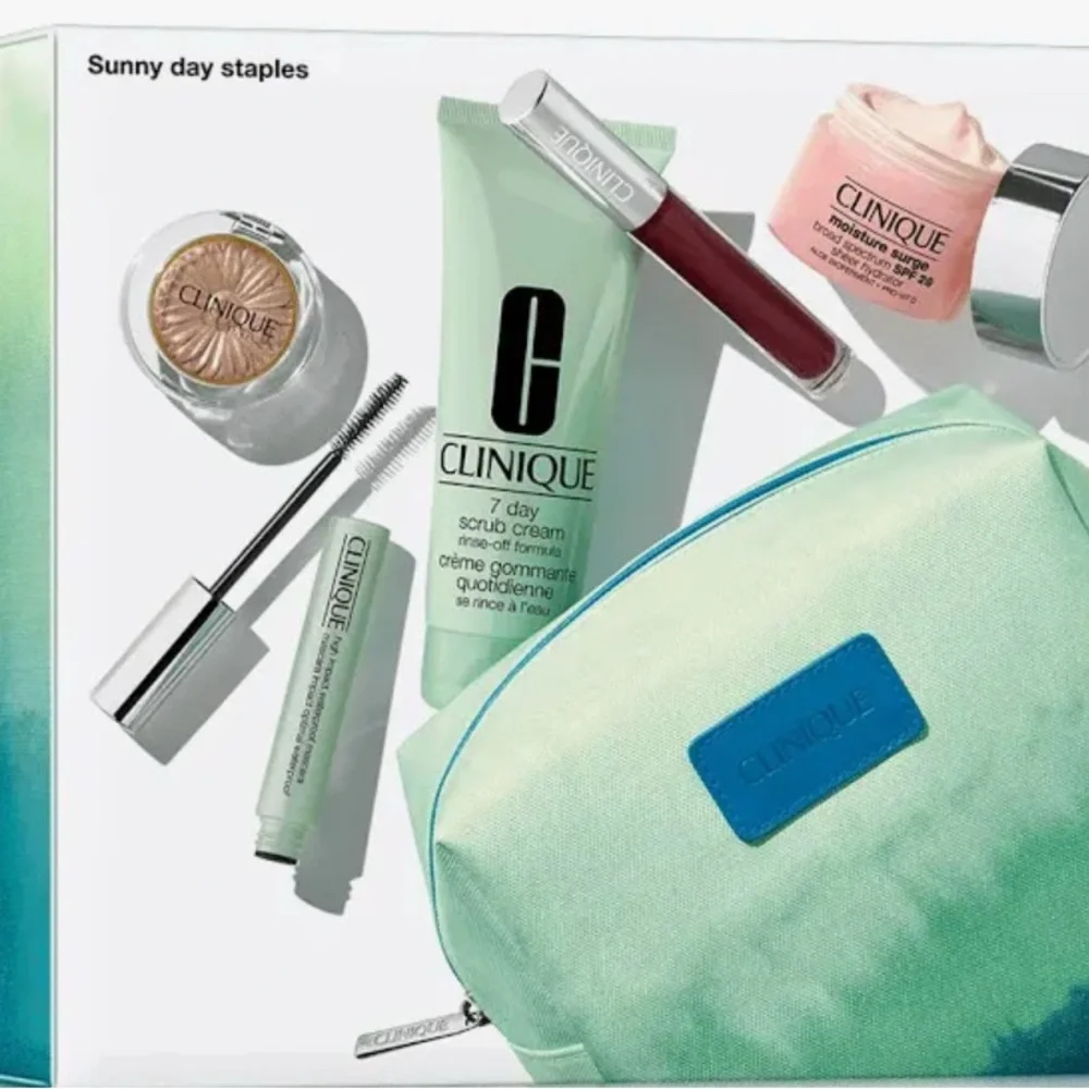 Clinique Sunny Day Skincare and Makeup Staples 5 pcs Full Size with Tote Bag. Va - Picture 1 of 9